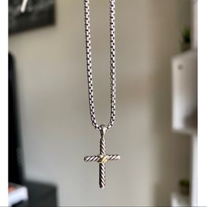 David Yurman .925 & 14K Gold X Cross Necklace